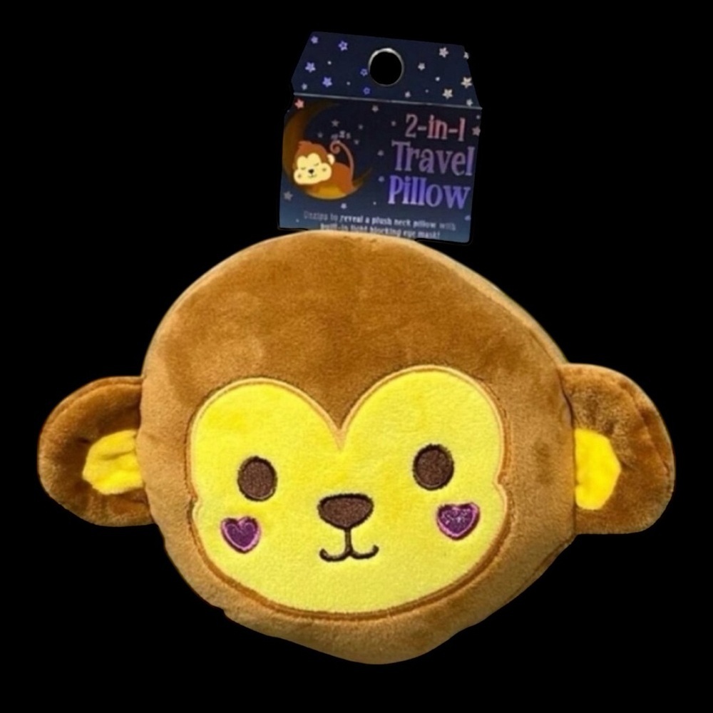 PRICE IS FIRM - Monkey 2-in-1 Brown Soft Plush Travel Pillow